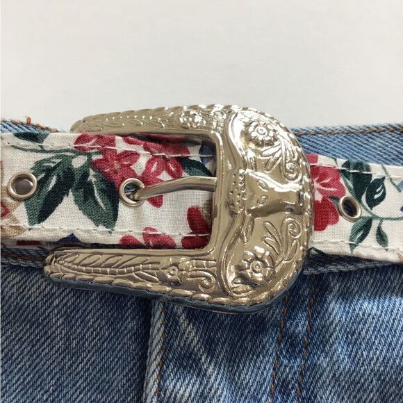 Vintage 2-Piece Matching Jean Shorts Crop Top Outfit Set By Concept Designs L/13 - Picture 12 of 16